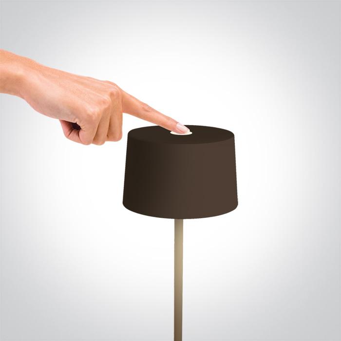 BROWN LED 3,3W WW TABLE LAMP RECHARGEABLE USB SOCKET IP65 DIMMABLE