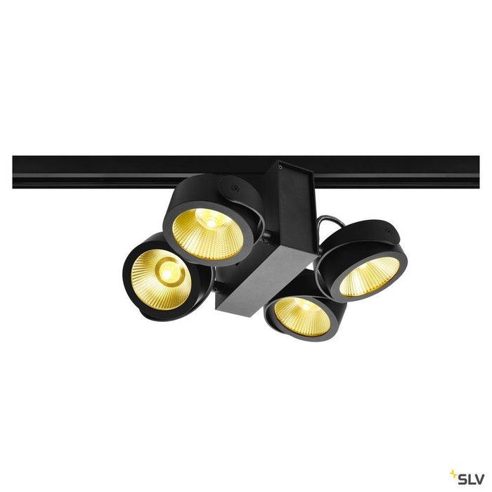 TEC KALU quad, black, 24°, 3000K, incl. 3-circuit adapter