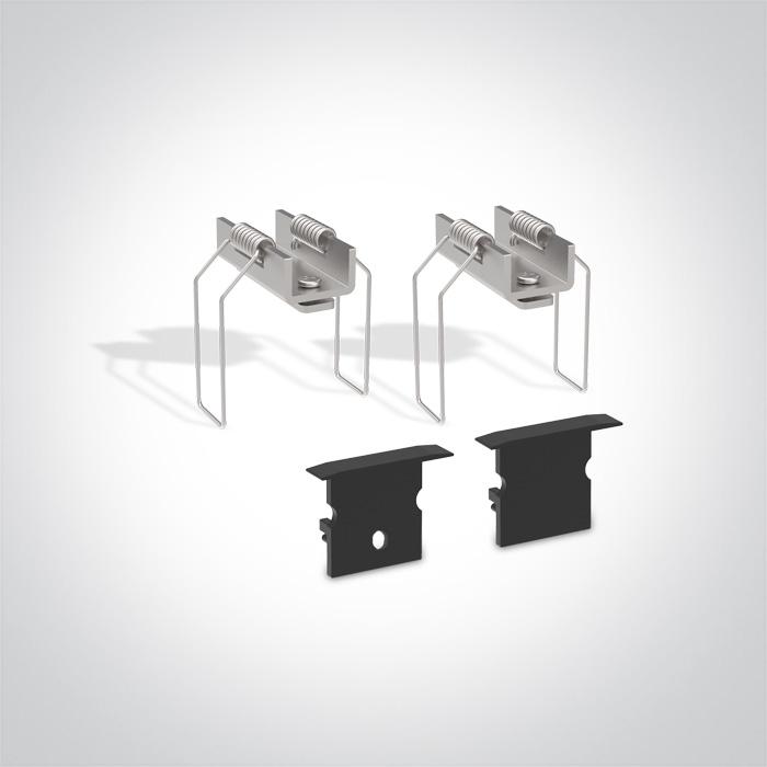 BLACK RECESSED PROFILE 2m + PC Opal diffuser DARK LIGHT