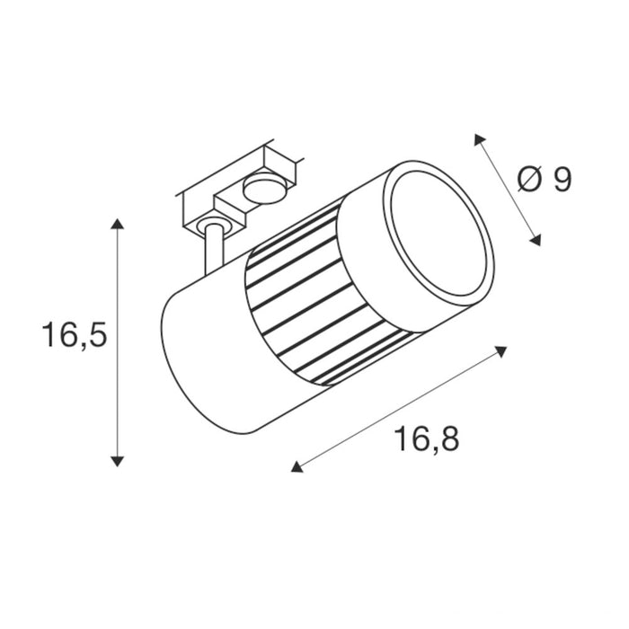 STRUCTEC LED spot for 3-circuit 240V track, 30W, 3000K, 60°, white, incl. 3-circuit adapter