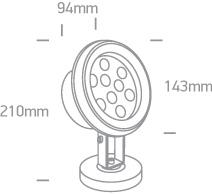 9X1W LED CW SS316 IP68 ADJUSTABLE UNDERWATER 24V