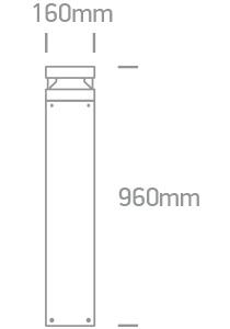 ANTHRACITE LED BOLLARD 100cm 20W WW IP65 230V