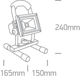 GREY LED 10w CW IP65 RECHARGEABLE 100-240v