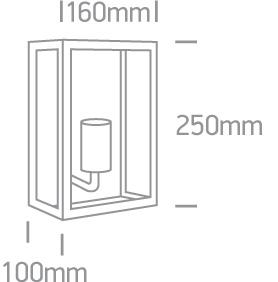 BLACK WALL LIGHT 12W E27 IP43