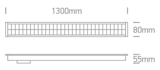 WHITE RECESSED 96pcs SPOTS UGR17 LED 40W CW 1300mm 34d LINEAR 230V DARK LIGHT