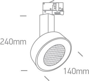 WHITE COB LED 30W WW TRACKSPOT HONEYCOMB 24deg 230V