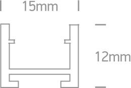 GREY SQUARE 2M PROFILE FOR 12mm STRIPS
