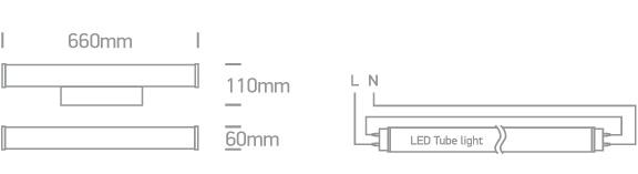 CHROME T8 LED TUBE 600mm IP44