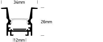 BLACK RECESSED PROFILE 2m + PC Opal diffuser DARK LIGHT