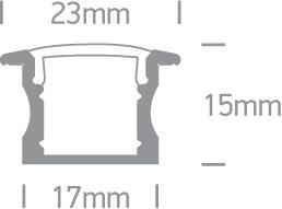 WHITE RECESSED PROFILE 2m + PC opal diffuser