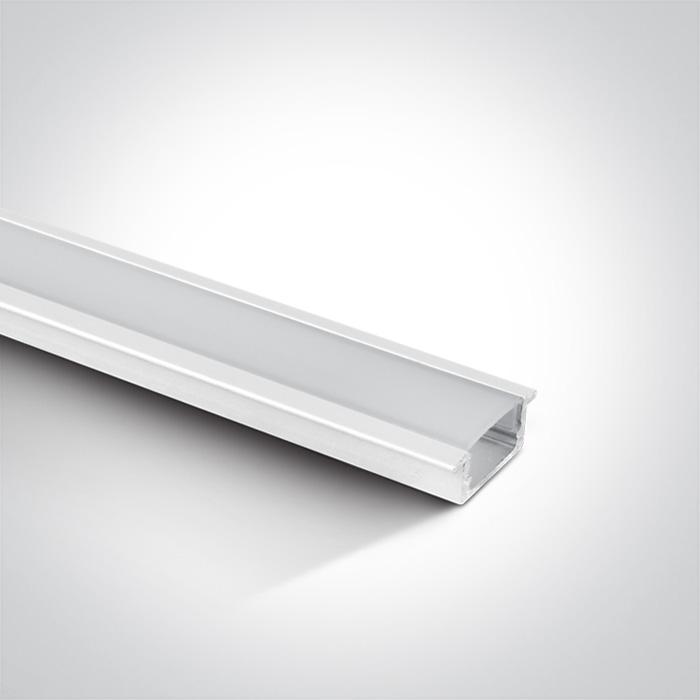 WHITE RECESSED PROFILE 2m + PC opal diffuser