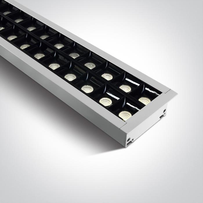 WHITE RECESSED 96pcs SPOTS UGR17 LED 40W CW 1300mm 34d LINEAR 230V DARK LIGHT