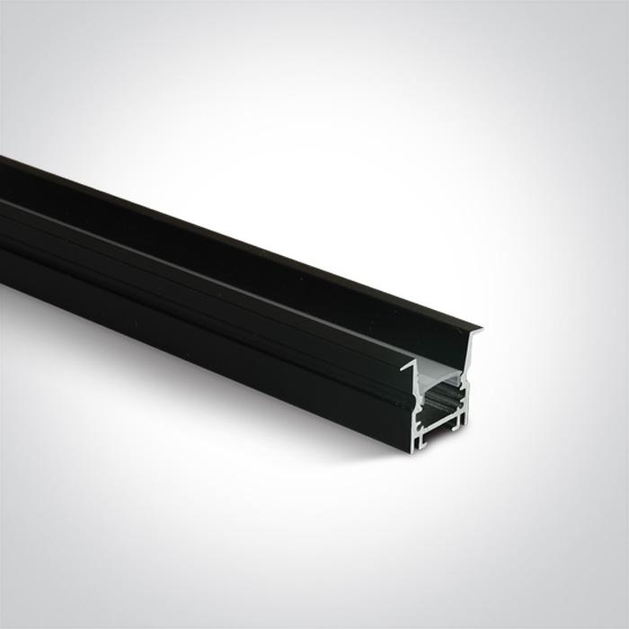 BLACK RECESSED PROFILE 2m + PC Opal diffuser DARK LIGHT