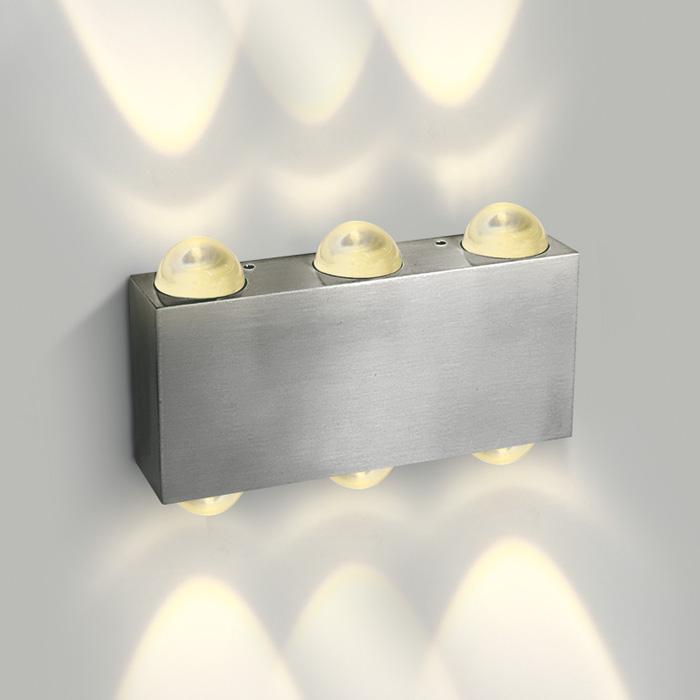 ALUMINIUM WALL LED 6x1w WW IP54 230v