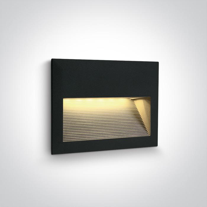 BLACK WALL RECESSED LED 2W WW IP54