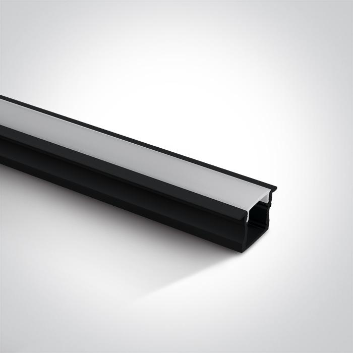 BLACK RECESSED PROFILE 2m + PC opal diffuser
