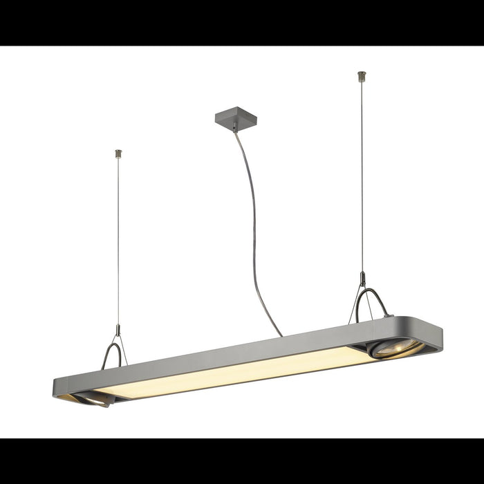 AIXLIGHT R2 OFFICE LED, pendant, silver-grey, LED 2x QPAR111, max. 75W, 122.5cm