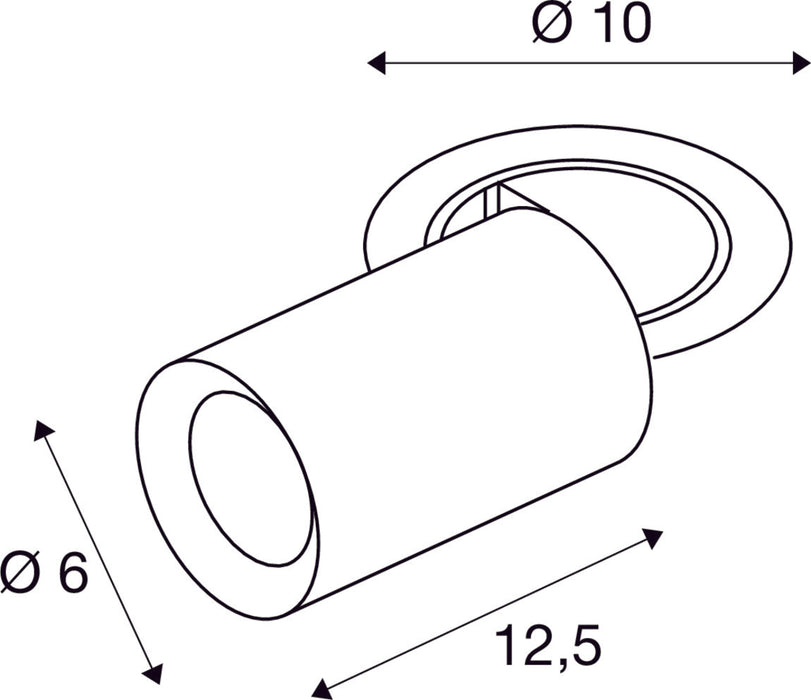 NUMINOS PROJECTOR S recessed ceiling light, 3000 K, 20°, cylindrical, white / chrome