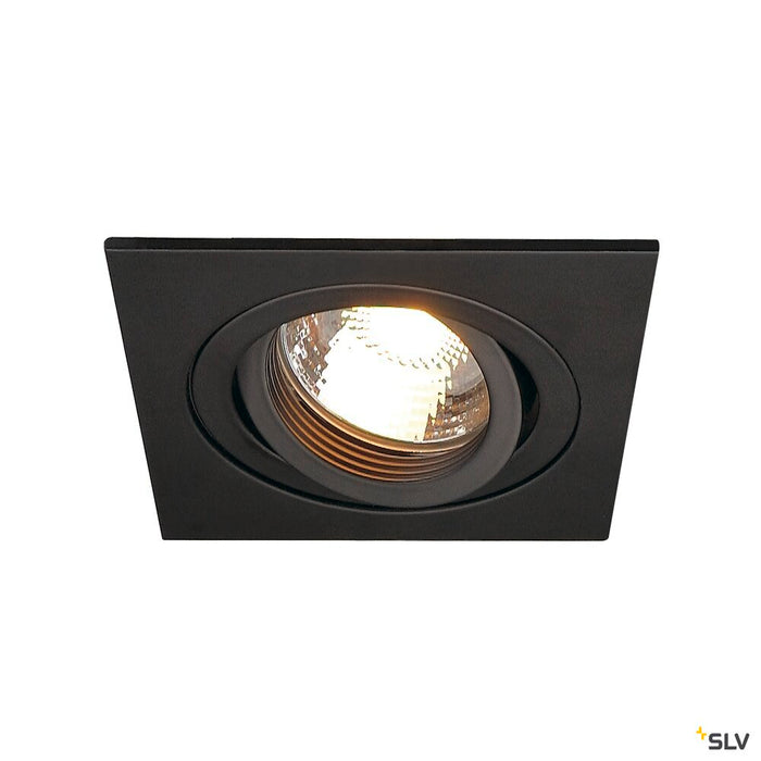 NEW TRIA 1 recessed fitting, single-headed, QPAR51, square, black, max. 50W, incl. leaf springs