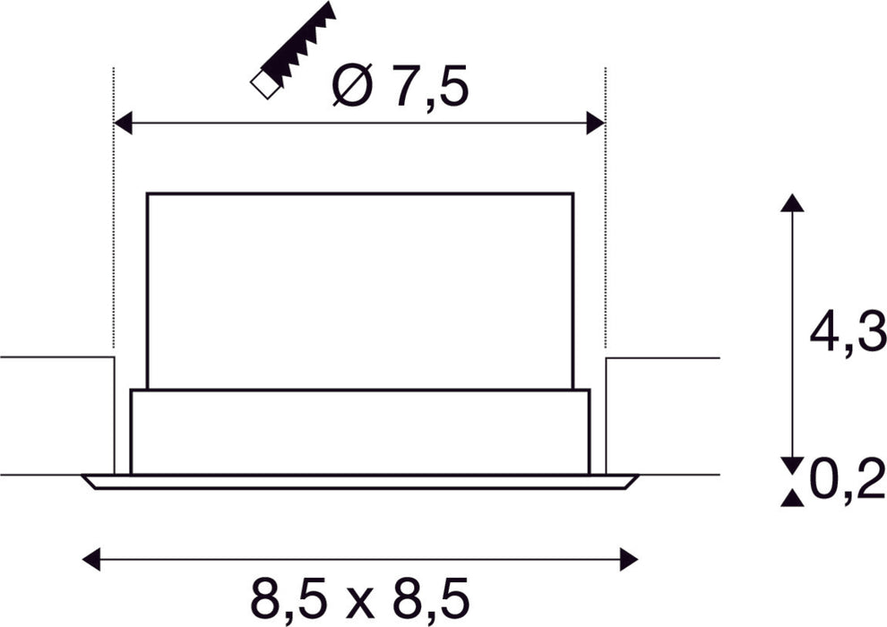 VERLUX, recessed fitting, LED, 3000K, matt white, L/B/T 8.5/8.5/4.5 cm, 10W