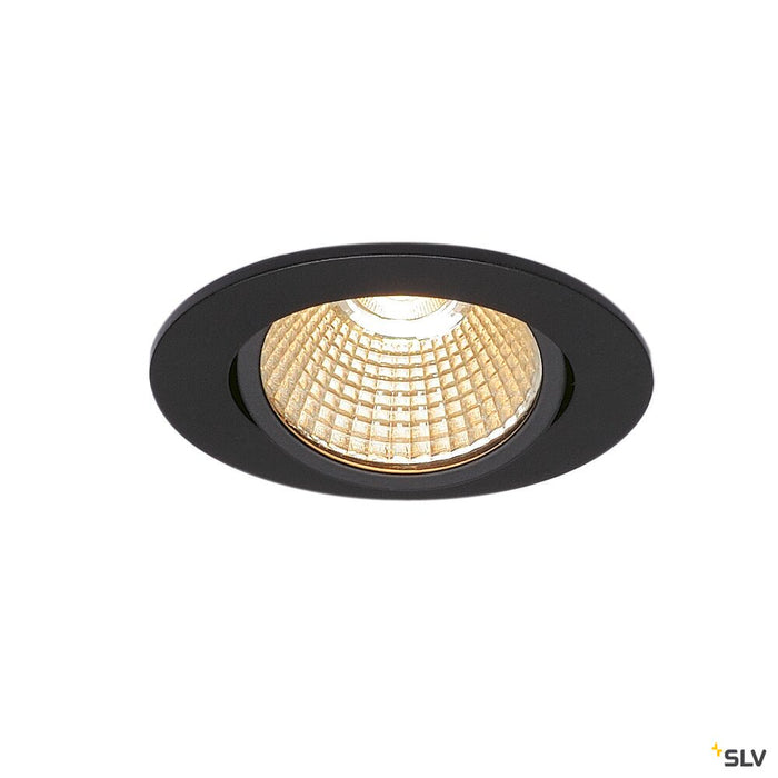 NEW TRIA 68 recessed fitting, LED, 3000K, round, matt black, 38°, 12W, incl. driver, clip springs