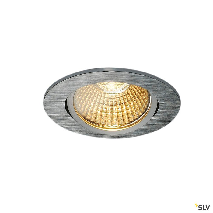 NEW TRIA 68, recessed fitting, LED, 3000K, round, brushed aluminium, 38°, 12W, incl. driver, clip springs