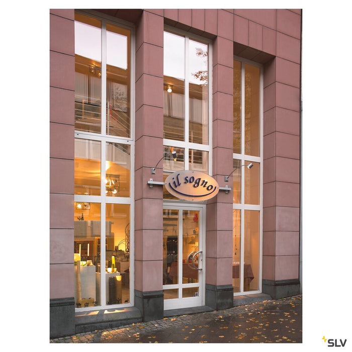 MYRA DISPLAY, outdoor wall light, QPAR51, IP55, silver-grey, convex, max. 50W